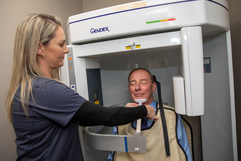 dental patient undergoing cbct scan