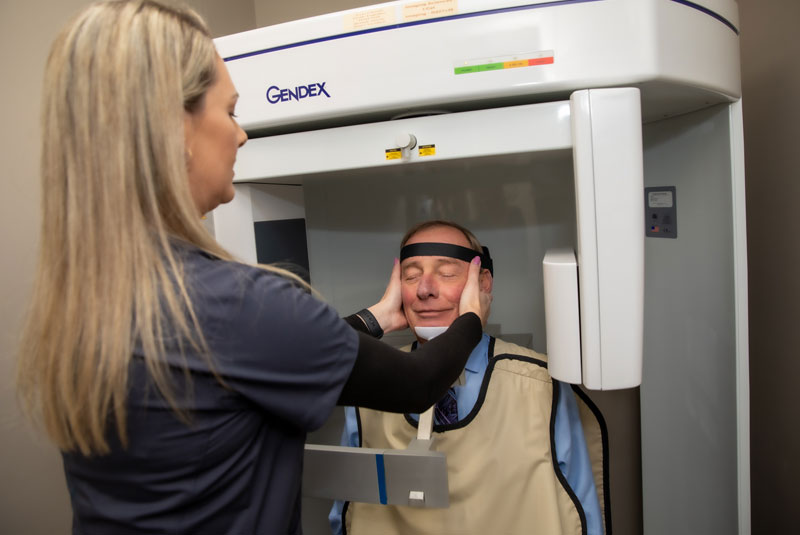 dental patient undergoing cbct scan